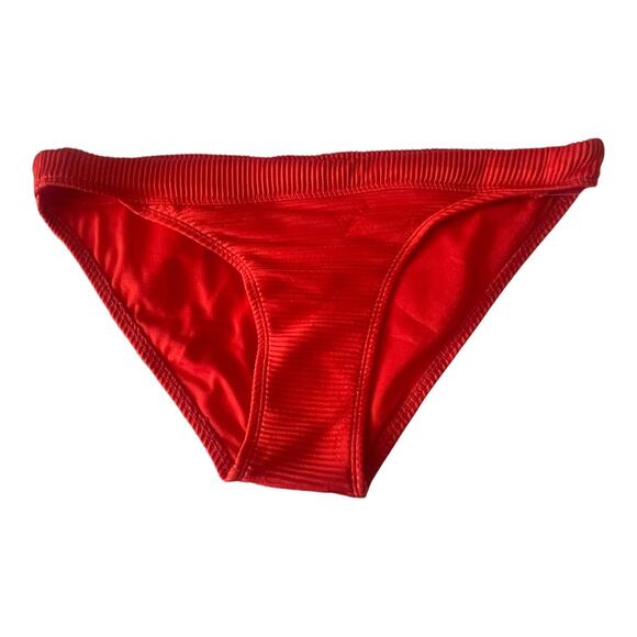 Xhilaration Womens Swim Size Large RIbbed Cheeky Bikini Bottoms Red Swim Suit - Picture 2 of 8